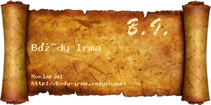 Bódy Irma névjegykártya
