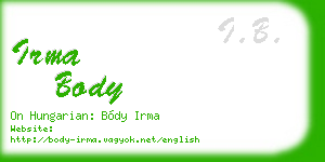 irma body business card